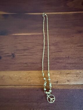 Gold-Tone Peace Sign Pendant Necklace - Women's Jewelry